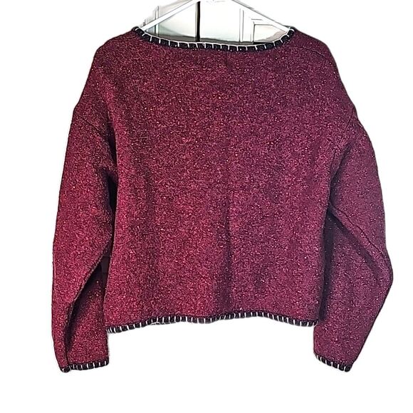Cardigan by Woolrich Wool Cotton Tweed Blend Maroon with color flecks Size Large - Picture 6 of 6